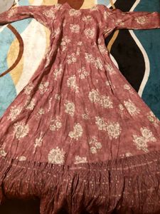 Pink Floral Print Anarkali Kurta