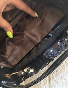 Sequined Tote Bag with Chain Detail