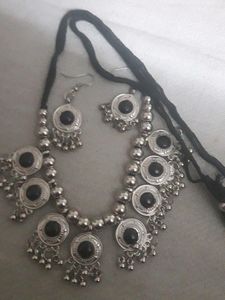 Silver Tone Statement Necklace &amp; Earring Set