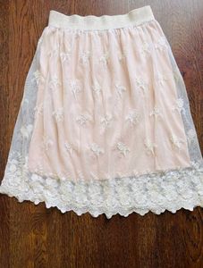 Embroidered Nude Skirt