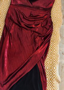 Metallic Red Bodycon Date Night Dress