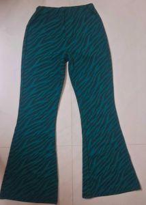 Green Zebra Print Boot-cut Trousers💚