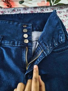 High Waist Dark Blue Skinny Fit Jeans