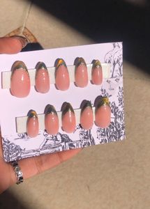 chrome and cat eye French Tip Press-On Nai