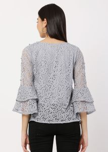 Party Self Design Women Grey Top