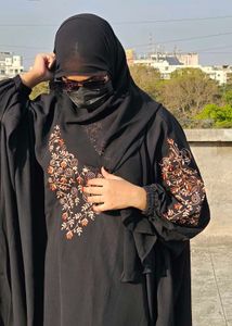 Floral Dubai Imported Black Abaya For Women