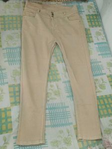 Beige Straight Leg Jeans