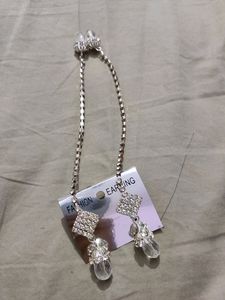 American Diamonds Earrings With Chain