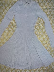 Pale Blue Ribbed Knit Dress