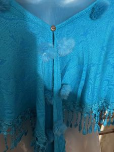 Blue Fringed Shawl