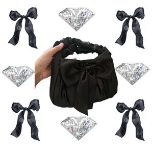 Pinterest Aesthetic Satin Bow Black Handbag