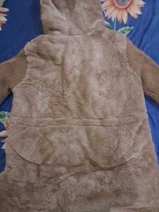 Fuzzy Knit Hooded Jacket