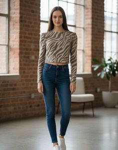 Zebra Print Long Sleeve Top