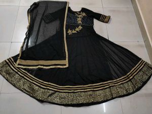 Price Drop💥Black Ethnic Net Ankarkali Gown (Kurta