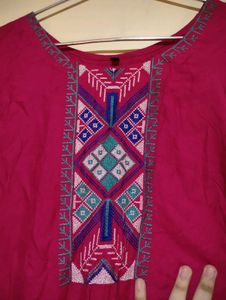 Dark Magenta/ Rose Coloured Short Kurti.