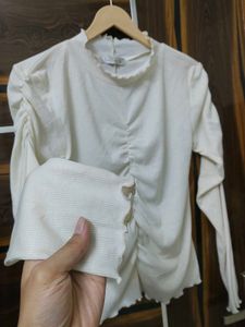 Stylish White Ruched Top