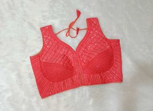 Coral Sequin Embellished Blouse