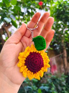 Handmade Crochet Rose Keychain