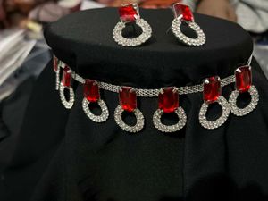 Red Stone Necklace &amp; Earring Set