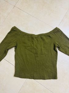 Olive Green Off-Shoulder Top