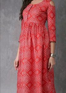 Anouk Red Bandhani A-line Kurti