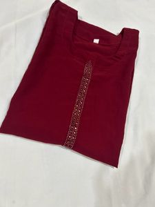Elegant Maroon Kurta with Detail