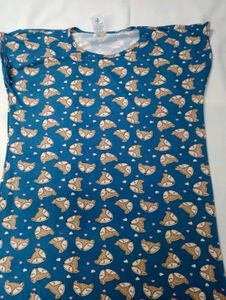 Silk Fabric Cute Cat Print Nightdress All Sizes