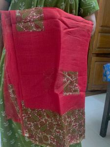 Printed Red Cotton Saree