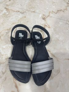 Stylish Black & Silver Sandals - Size 3