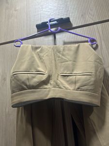 Beige Wide Leg Pants