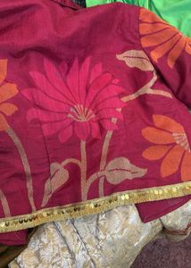 Designer Gold &amp; Maroon Banarasi Lehenga Set