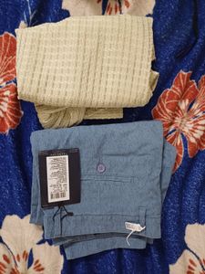 Men&#39;s Blue Textured Casual Pants