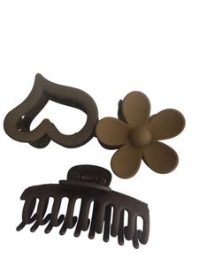 Pack Of Three Hair Claw With Matte Finish