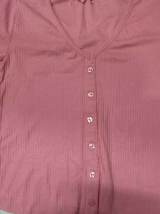 Pink Button-Down Top