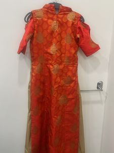 2 Piece Gold-spot Orange Long frock