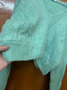 Korean V Neck Cropped Baggy Pullover