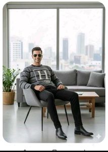 Stylish Striped Grey Sweatshirt