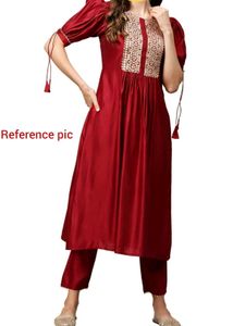 Indo Era Maroon Kurta Set (Size M)