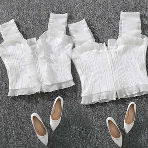 White Ruffle Crop Top