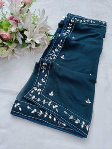 Blue Mirror Work Lahenga