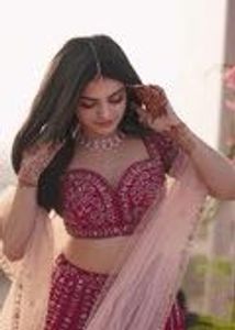 Silk Fabric Pink Bridal Lehenga