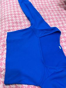 Blue Long Sleeve Crop Top