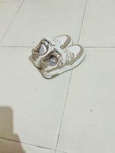 Toddler White &amp; Tan Sneakers