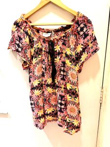 Floral Print Peasant Top