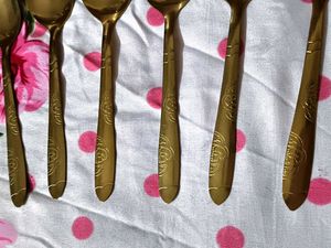 Set of Six Golden Spoons