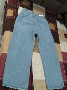 Distressed Wide-Leg Jeans
