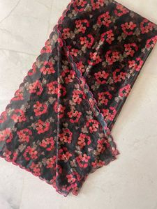 Floral Black Suit with Embroidered Neckline