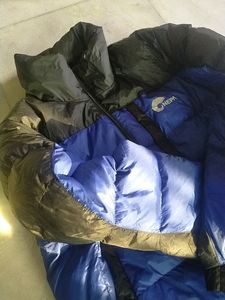 Blue Puffer Jacket Branded Black And Logo