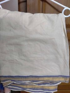 Kerala Saree With Blue Border