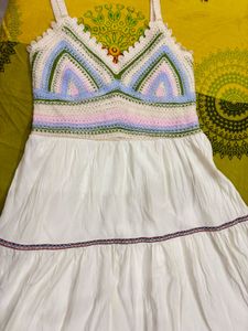 Crochet Trim Sleeveless Dress